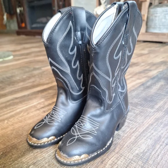 Old West Unisex Black Western Boots size 085/8.5 - Picture 4 of 12